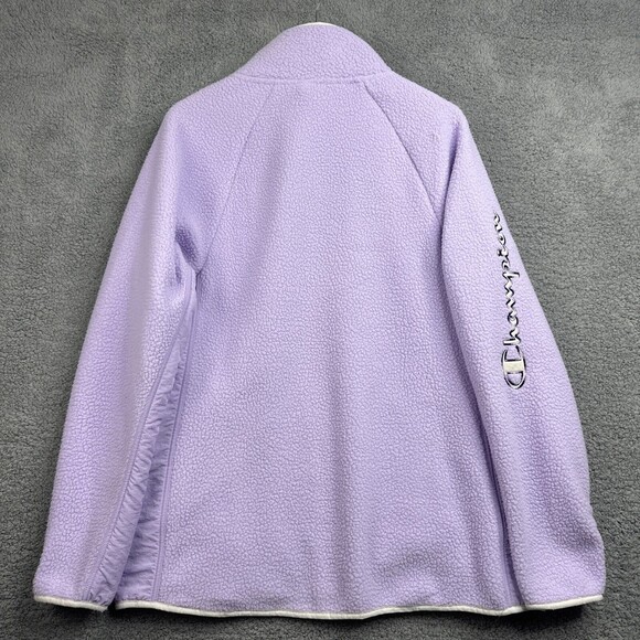 Champion Womens Fleece‎ Jacket Lilac Sherpa Plush Large Zip Front Logo $70 - Picture 9 of 14
